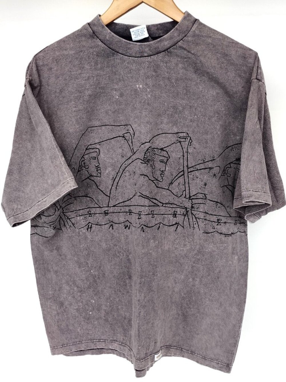 Crazy Shirts Hawaii Rowing Vintage Combed Cotton Tee Shirt Grey XL